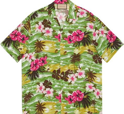 green gucci bowling shirt|Gucci Printed Bowling Shirt Green/Fuchsia .